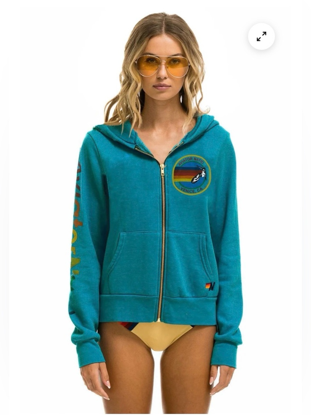 NWT Aviator Nation Zip Hoodie TEAL Small